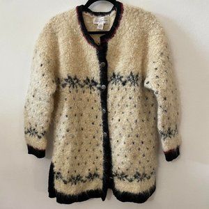 Vintage hand knit button down cardigan sweater.